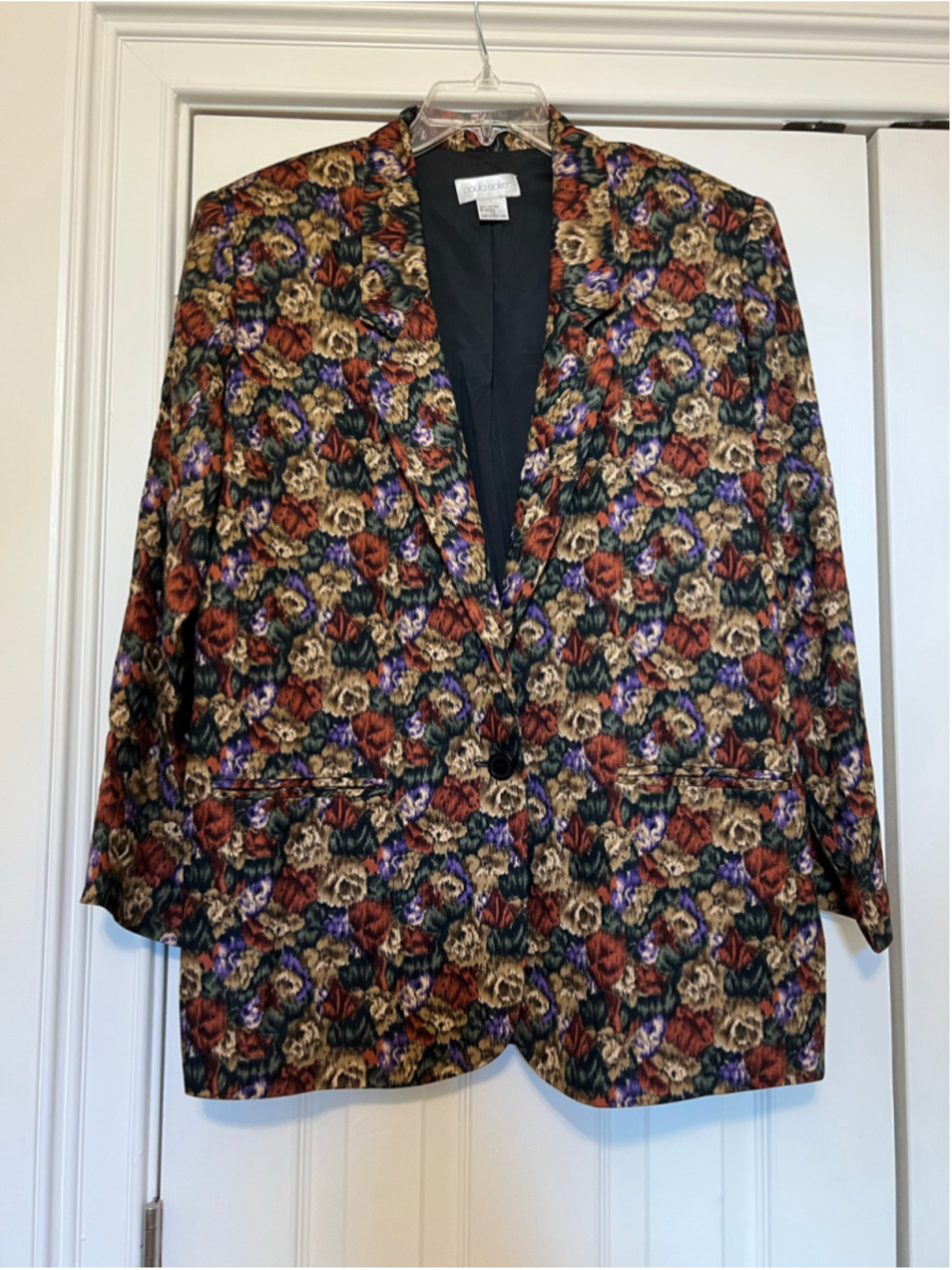 Paula Saker Vintage 90s Floral Print 100% Rayon Blazer size 12, grandmacore